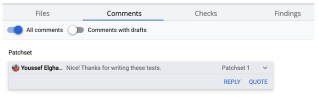Patchset level comment